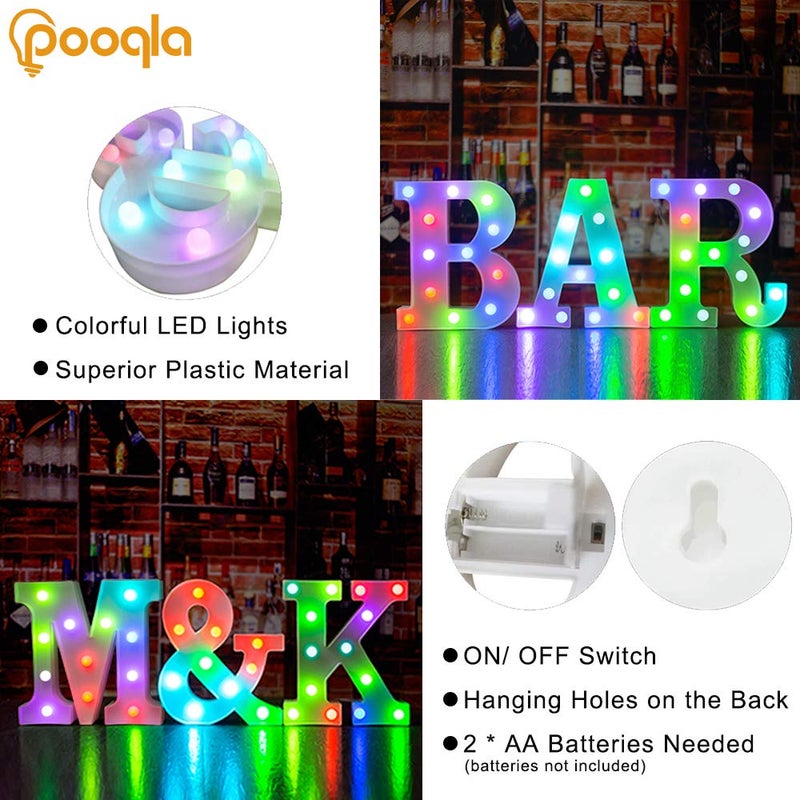 Pooqla Colorful Marquee Letters LED Light Up Letters with Remote, Party Birthday Letter with Lights Decorations for Classroom Room Dorm Home - Multicolor Letter O - Image 4